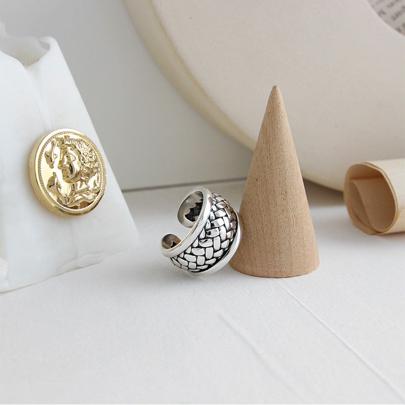 Lovcia Vintage Twisted Wide Sterling Silver Adjustable Ring-Rings-Vintage-