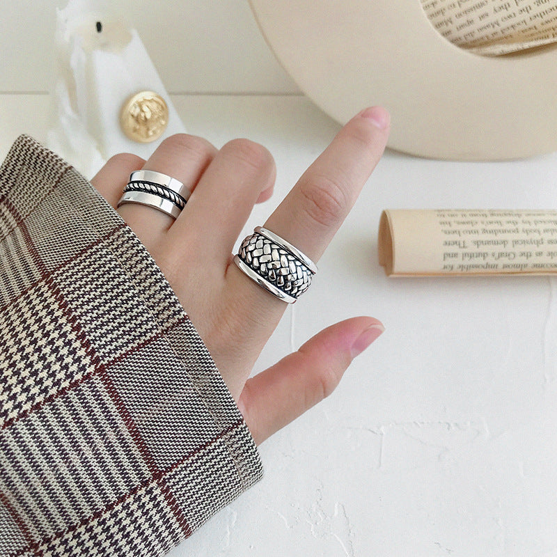 Lovcia Vintage Twisted Wide Sterling Silver Adjustable Ring-Rings-Vintage-