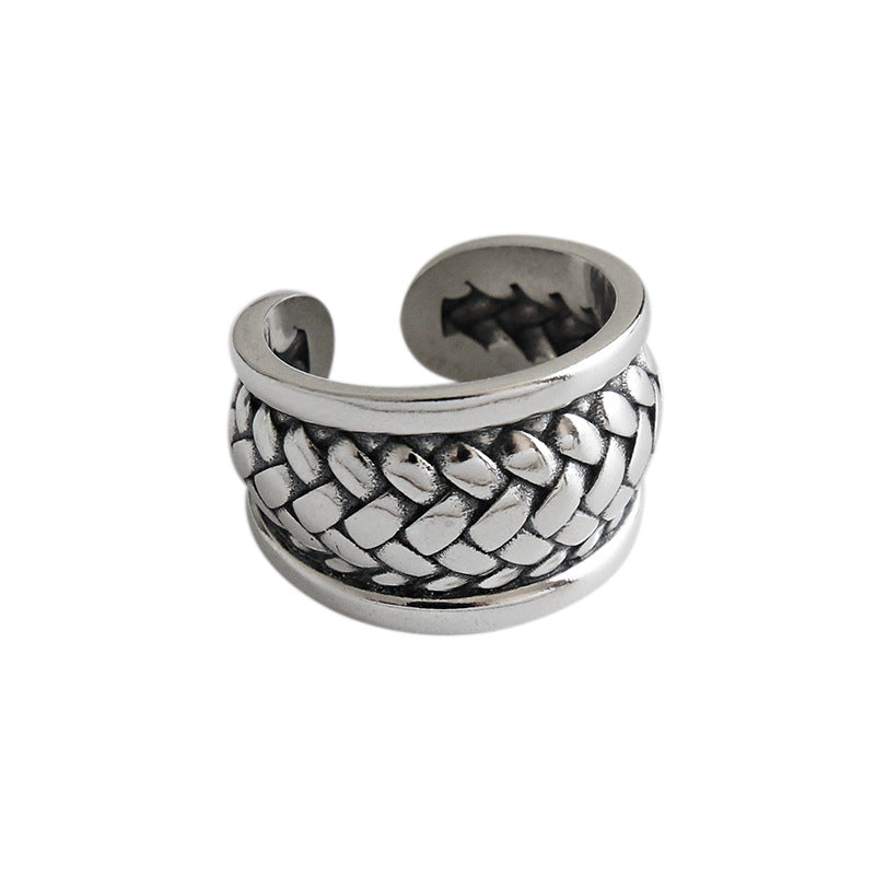 Lovcia Vintage Twisted Wide Sterling Silver Adjustable Ring-Rings-Vintage-