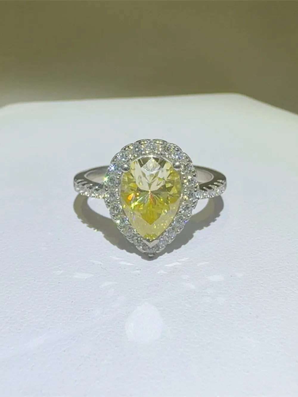 Lovcia Vivid Yellow 2 Carat Moissanite 925 Sterling Silver Teardrop Shape Ring for Women - Yellow-5- - Buy latest trendy Rings for Women and Girls