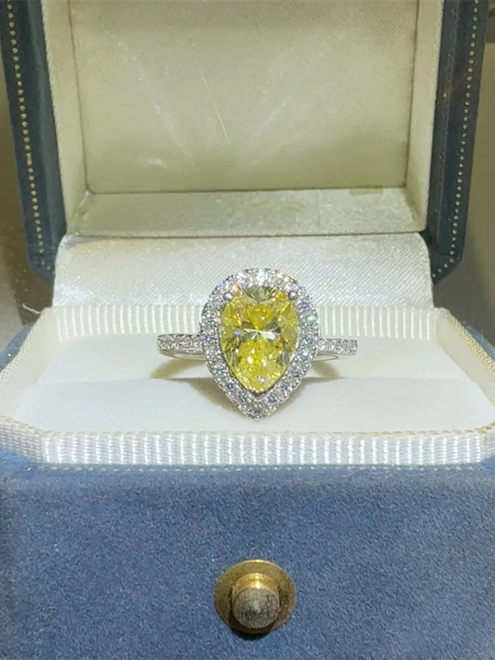 Lovcia Vivid Yellow 2 Carat Moissanite 925 Sterling Silver Teardrop Shape Ring for Women - Yellow-5- - Buy latest trendy Rings for Women and Girls