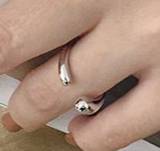 Lovcia Water Drop 925 Sterling Silver Adjustable Ring Gold-Rings-Rhodium-