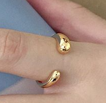 Lovcia Water Drop 925 Sterling Silver Adjustable Ring Gold-Rings-Yellow Gold-
