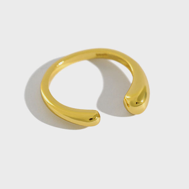 Lovcia Water Drop 925 Sterling Silver Adjustable Ring Gold-Rings-Yellow Gold-