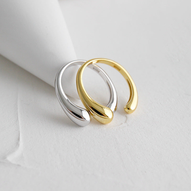 Lovcia Water Drop 925 Sterling Silver Adjustable Ring Gold-Rings-Yellow Gold-