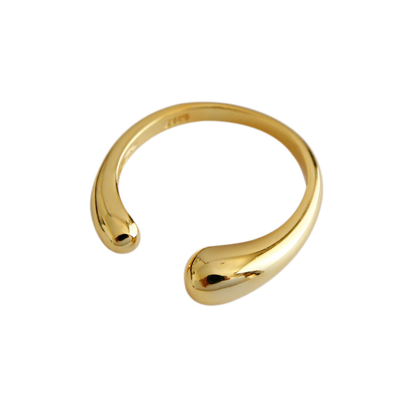 Lovcia Water Drop 925 Sterling Silver Adjustable Ring Gold-Rings-Yellow Gold-