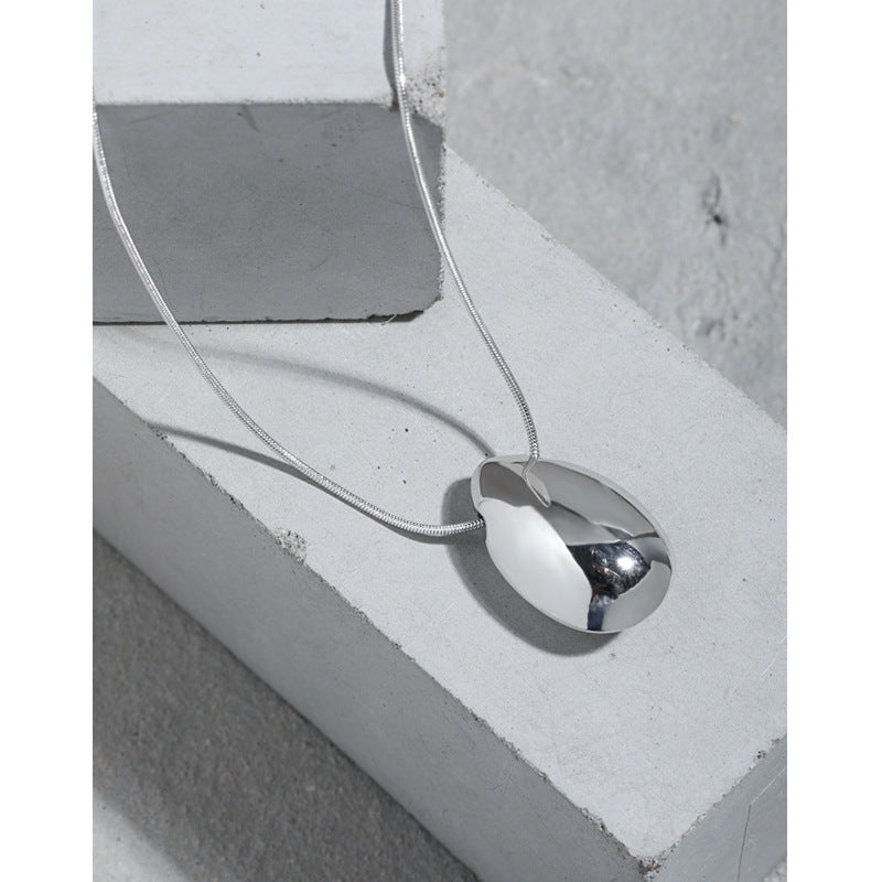 Lovcia Water Drop Pendant 925 Sterling Silver Necklace-Necklaces-Rhodium-
