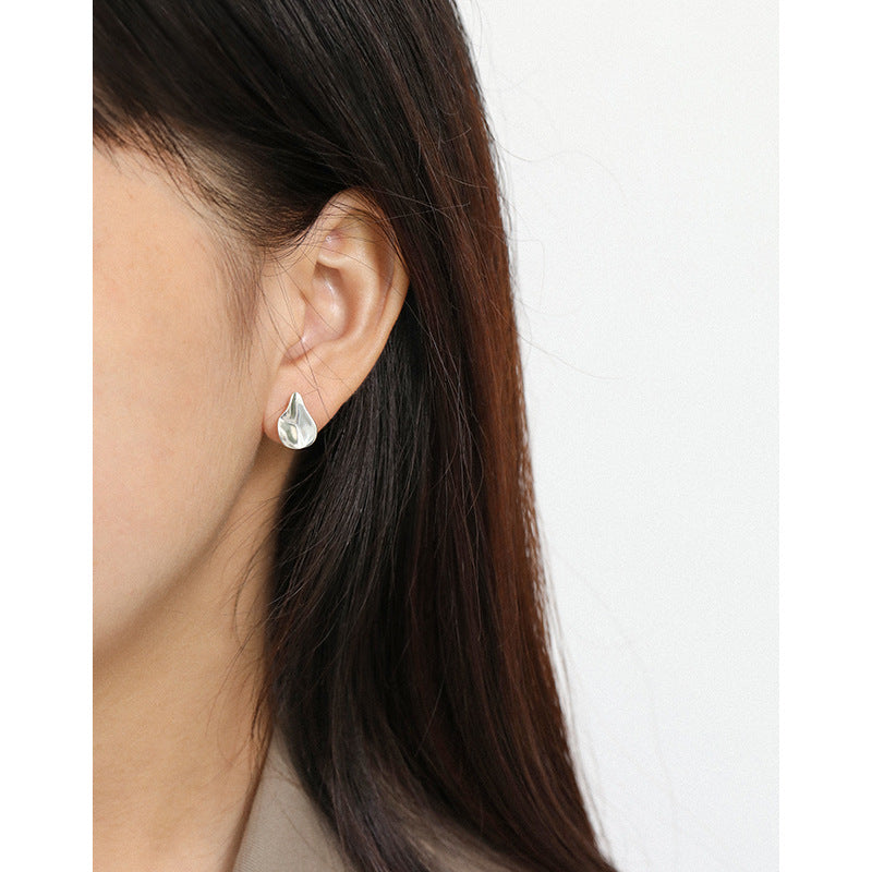 Lovcia Waterdrop 925 Sterling Silver Stud Earrings-Earrings-Rhodium-