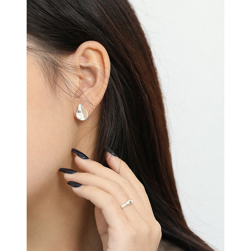 Lovcia Waterdrop 925 Sterling Silver Stud Earrings-Earrings-Rhodium-