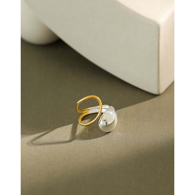 Lovcia Waterdrop 925 Sterling Silver Wide Adjustable Ring-Rings-