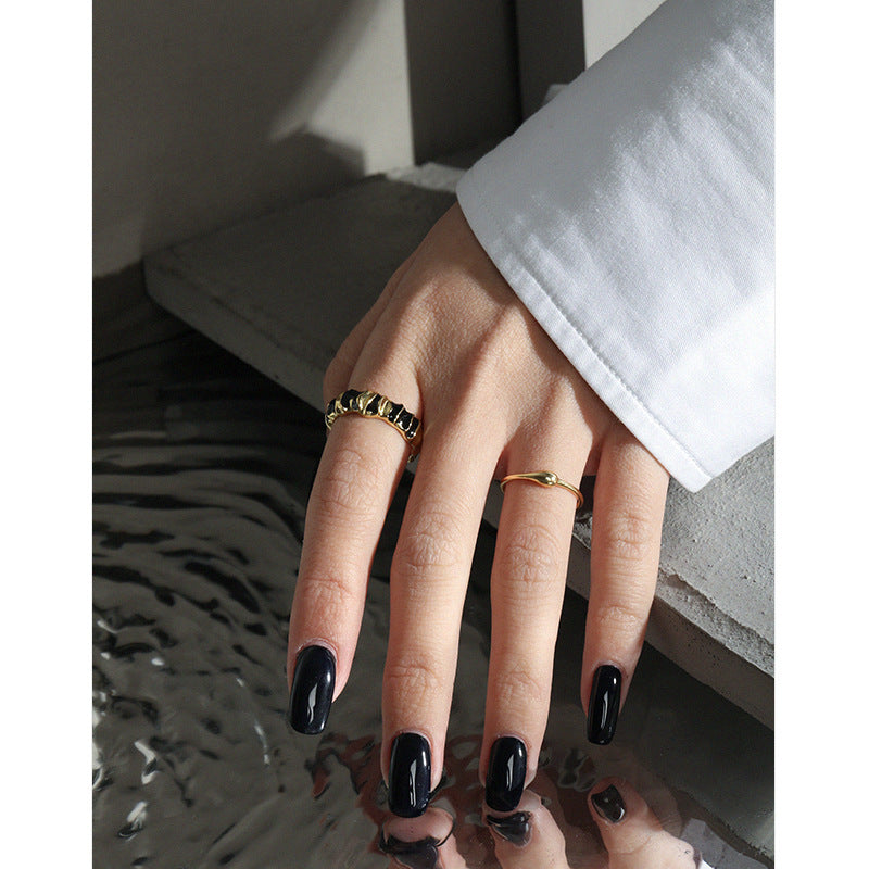 Lovcia Waterdrop Adjustable Ring 925 Sterling Silver Gold-Rings-Yellow Gold-Yellow Gold
