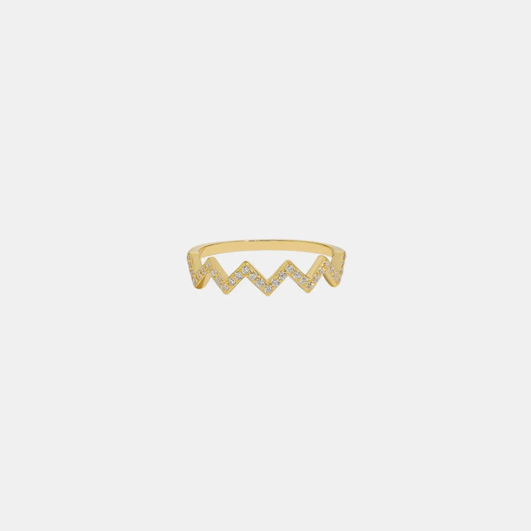 Lovcia Wave Shape 925 Sterling Silver Ring-Rings-Gold-5-Gold