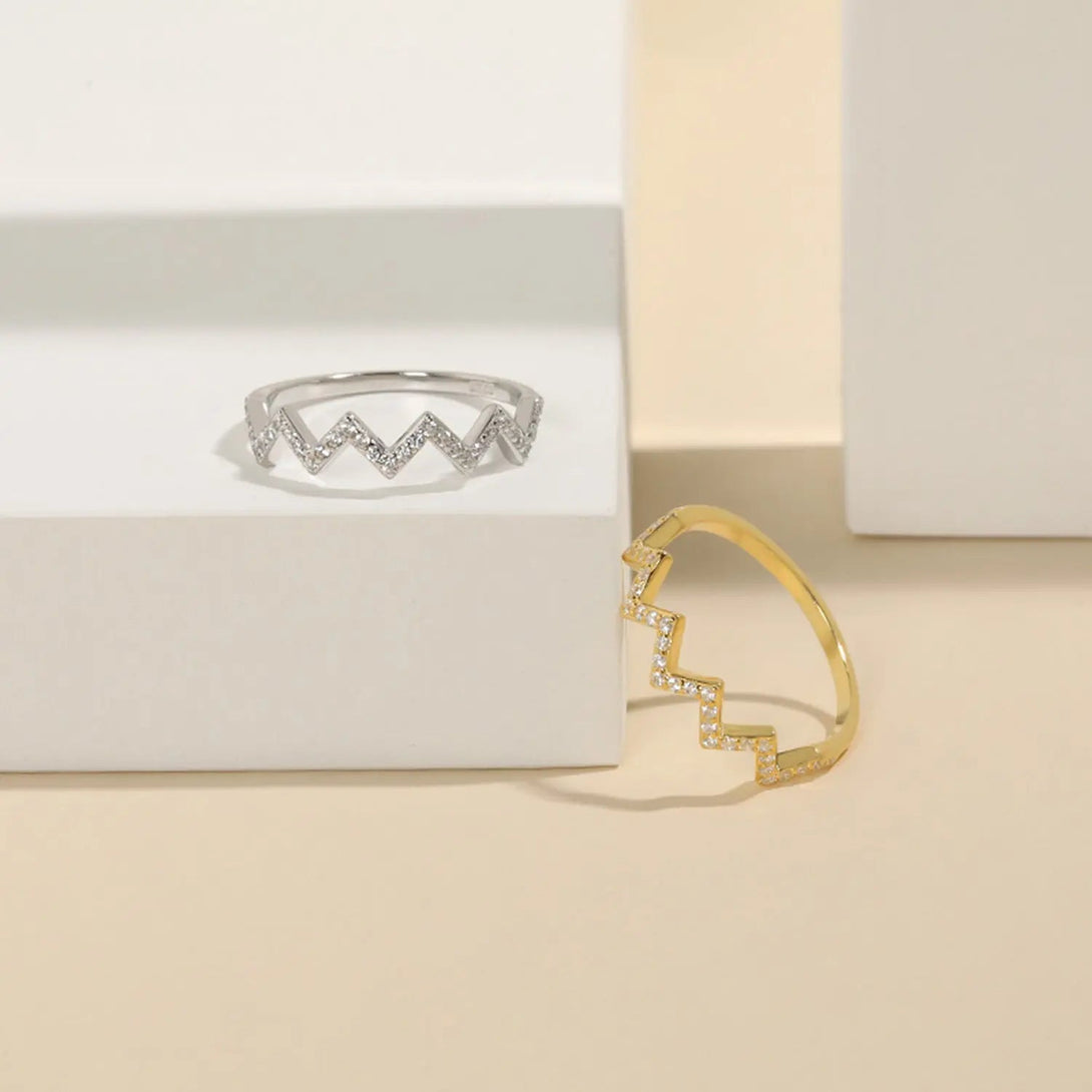 Lovcia Wave Shape 925 Sterling Silver Ring-Rings-Silver-5-Silver