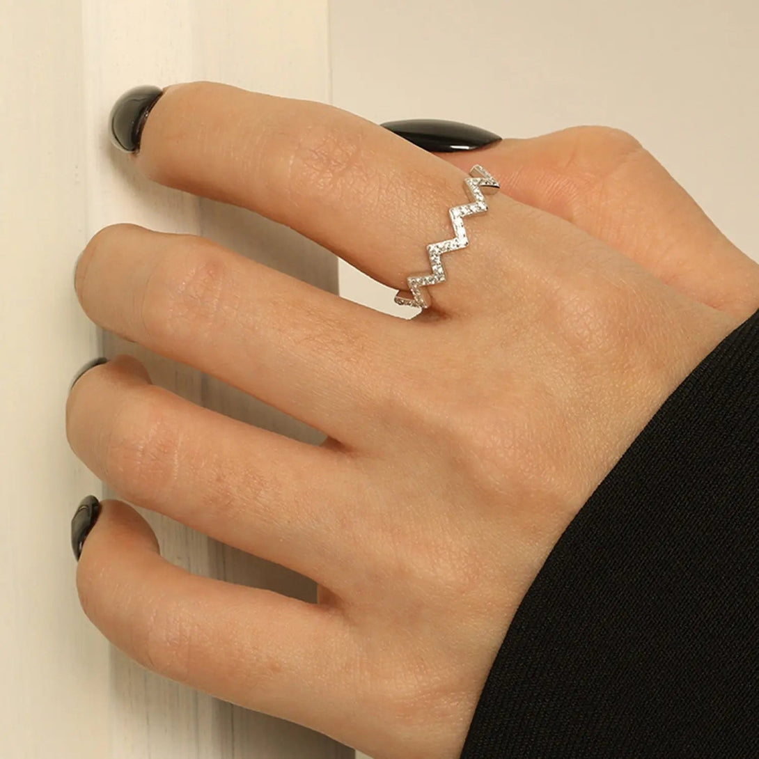 Lovcia Wave Shape 925 Sterling Silver Ring-Rings-Silver-5-Silver