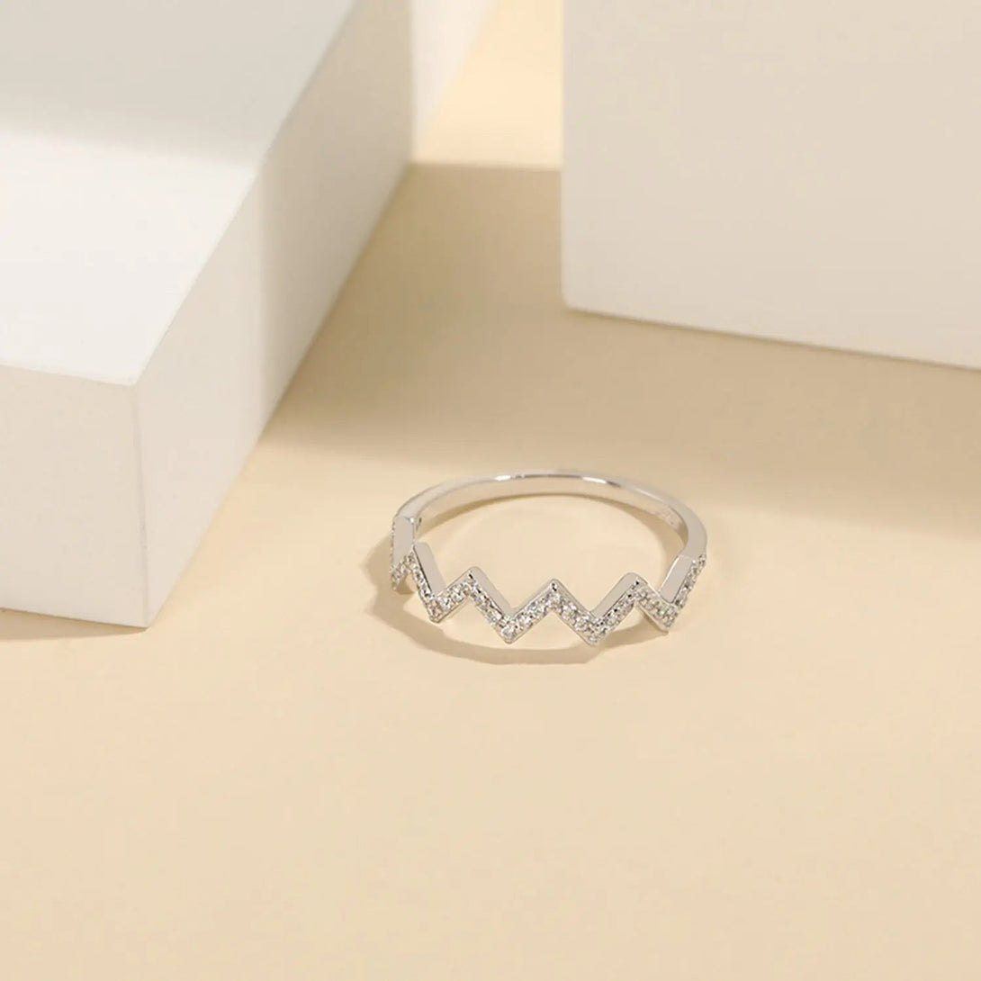 Lovcia Wave Shape 925 Sterling Silver Ring-Rings-Silver-5-Silver