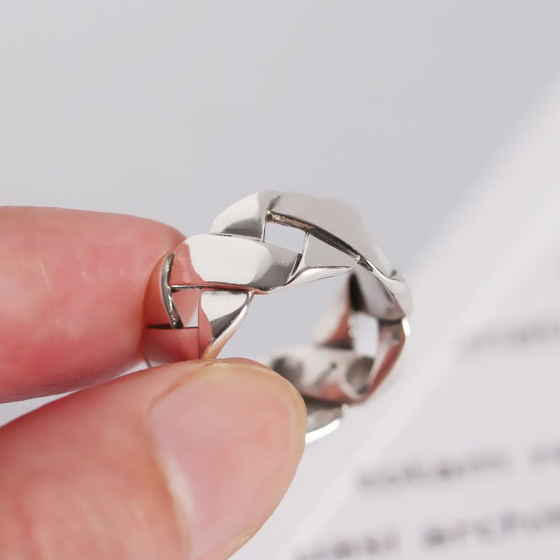 Lovcia Weave Style 925 Sterling Silver Adjustable Ring in 11mm Size-Rings-