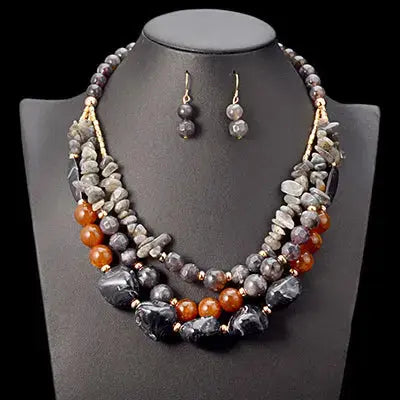 Lovcia Wedding Accessories African Beads Jewellery Set-Jewelry Sets-Black-Black