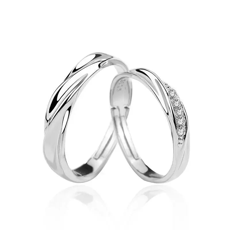 Lovcia Wedding Fall in Love CZ 925 Sterling Silver Adjustable Promise Ring-Rings-Women Ring-Women Ring