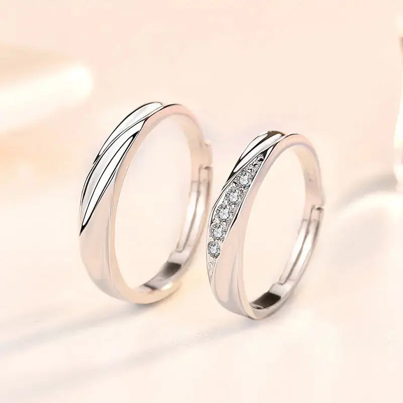 Lovcia Wedding Fall in Love CZ 925 Sterling Silver Adjustable Promise Ring-Rings-Women Ring-Women Ring