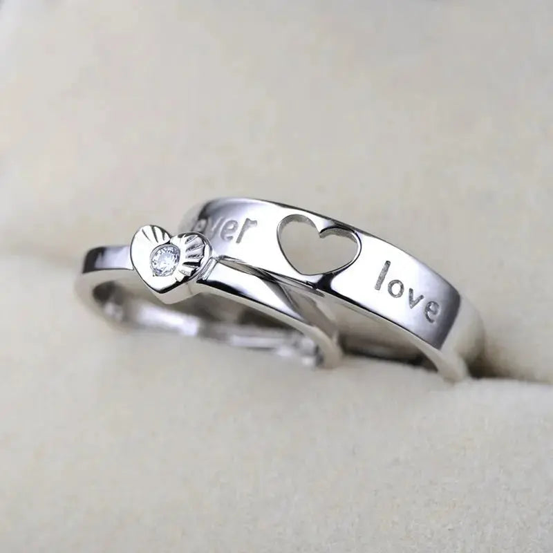 Lovcia Wedding Love You Forever Heart 925 Sterling Silver Adjustable Promise Ring-Rings-Women-Women