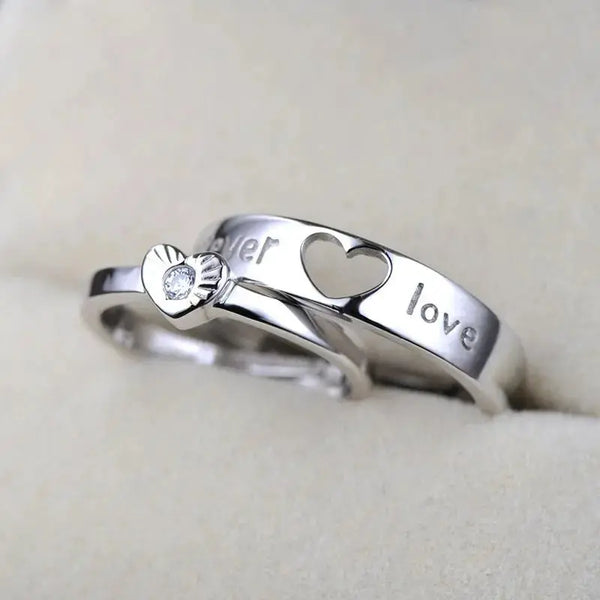 Lovcia Wedding Love You Forever Heart 925 Sterling Silver Adjustable Promise Ring-Rings-Women-Women