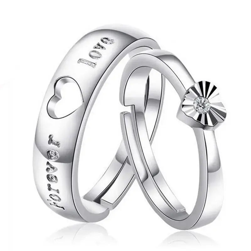 Lovcia Wedding Love You Forever Heart 925 Sterling Silver Adjustable Promise Ring-Rings-Women-Women