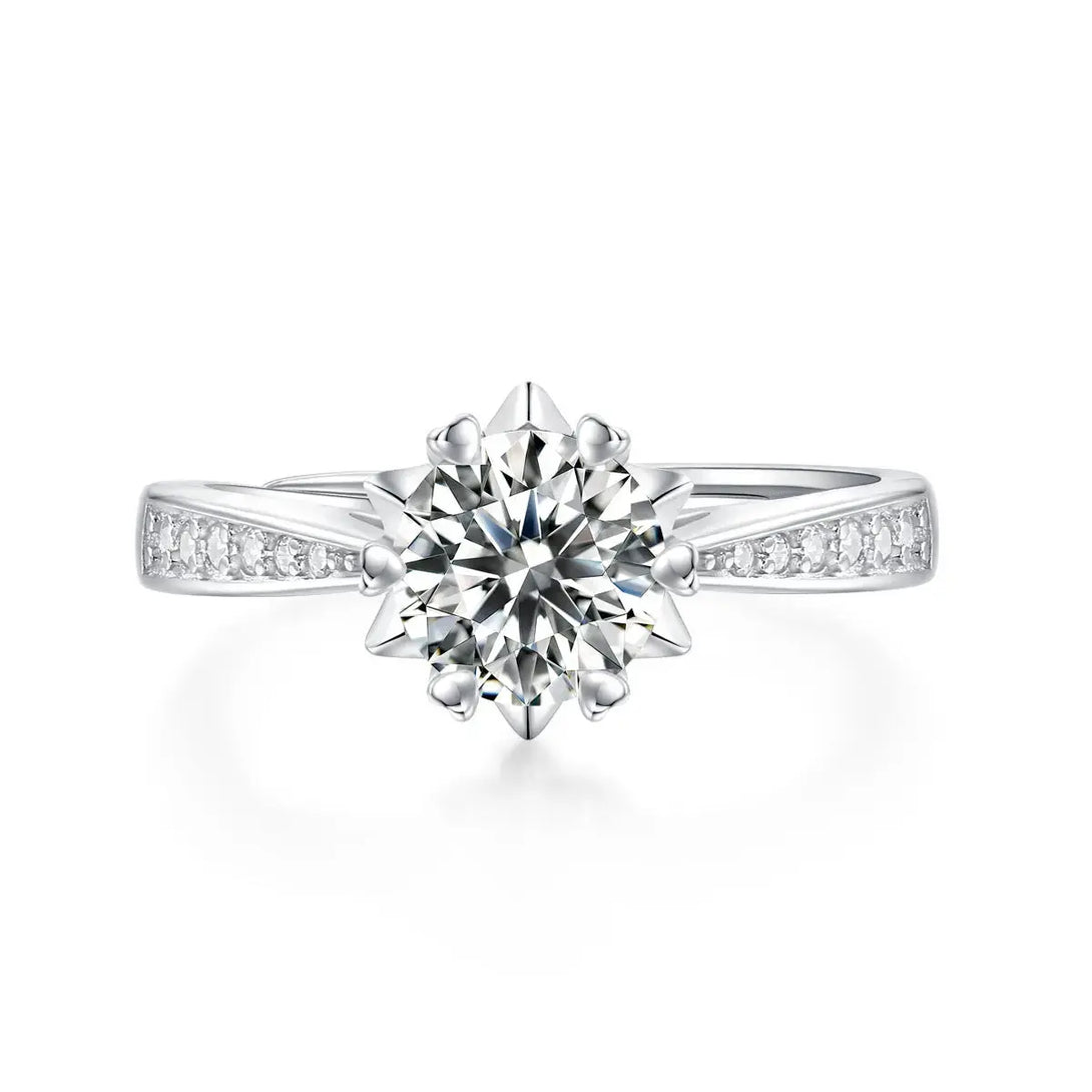 Lovcia Wedding Moissanite CZ Snowflake 925 Sterling Silver Adjustable Ring-Rings-1 Carat (Ring Only)-1 Carat (Ring Only)