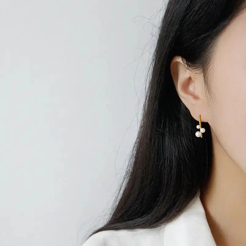 Lovcia Wedding Shell Pearls Chandelie 925 Sterling Silver Stud Earrings-Earrings-Rhodium-Rhodium
