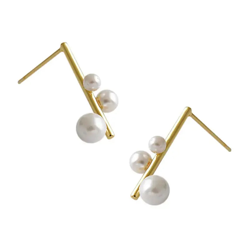 Lovcia Wedding Shell Pearls Chandelie 925 Sterling Silver Stud Earrings-Earrings-Rhodium-Rhodium