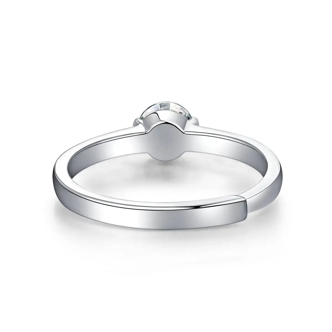 Lovcia Wedding Single Moissanite CZ Round 925 Sterling Silver Adjustable Ring-Rings-0.5 Carat (Certificate Included)-0.5 Carat (Certificate Included)
