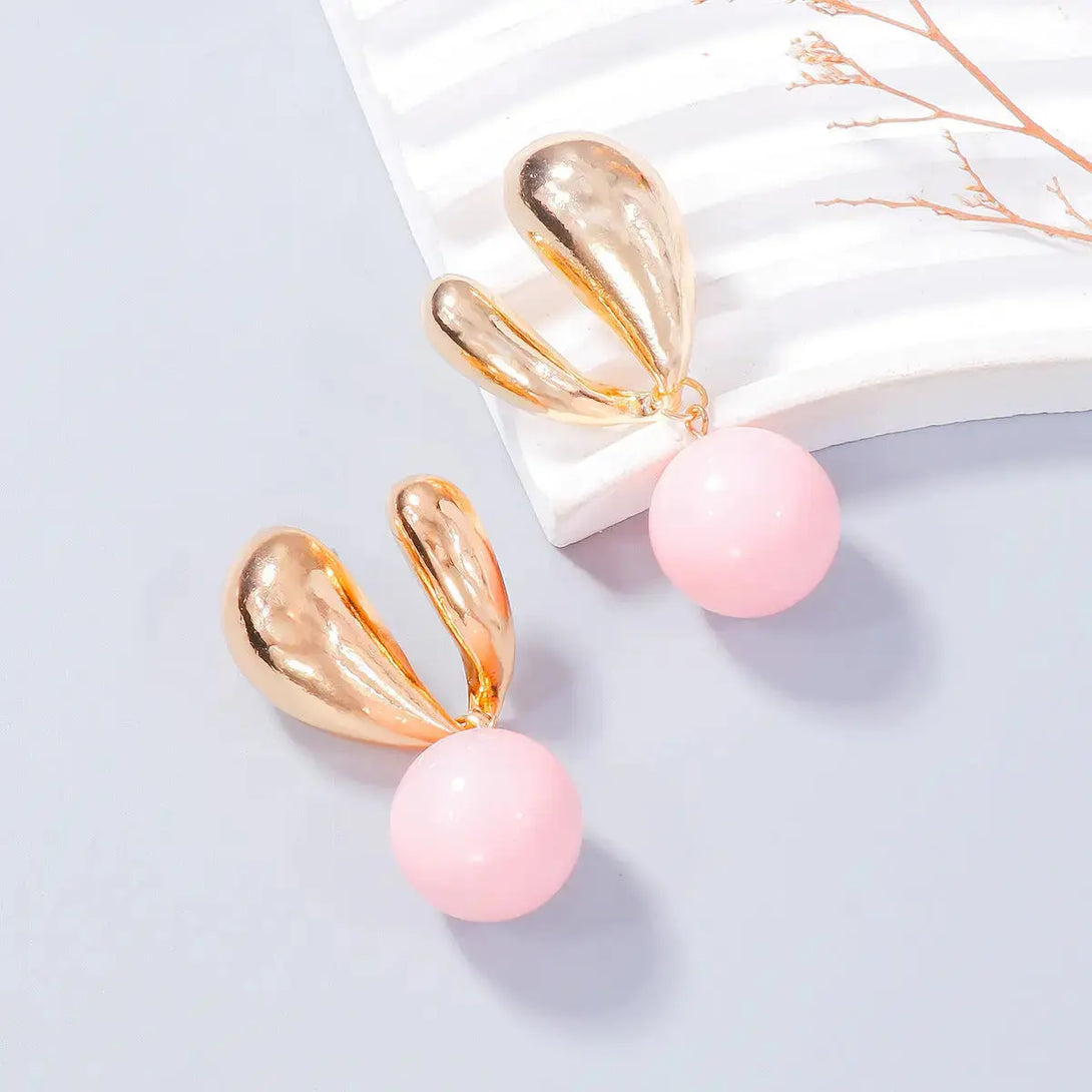 Lovcia Whimsical Bunny Charm Alloy Earrings for Women-Earrings-Pink-One Size-Pink