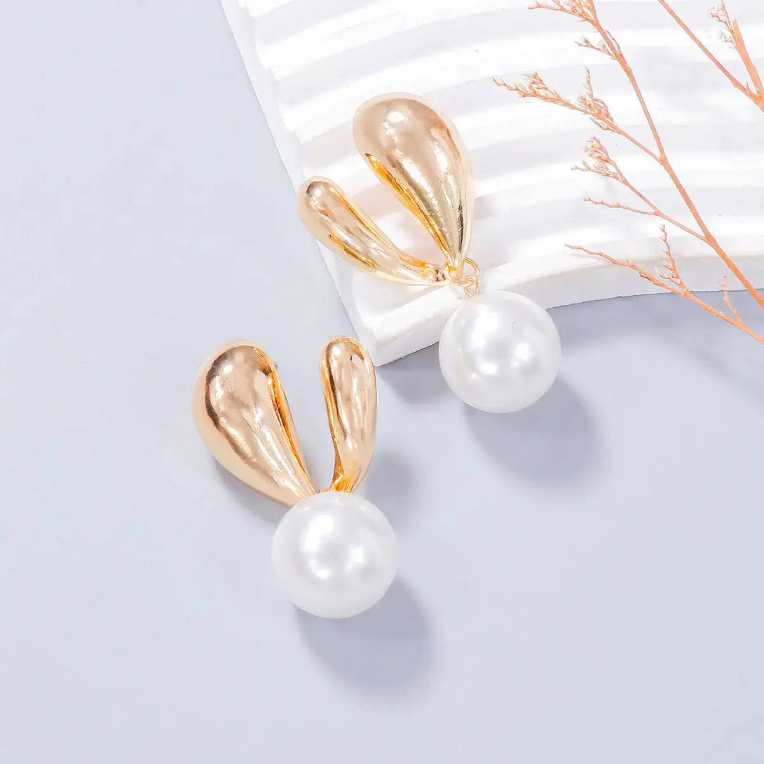 Lovcia Whimsical Bunny Charm Alloy Earrings for Women-Earrings-White-One Size-White