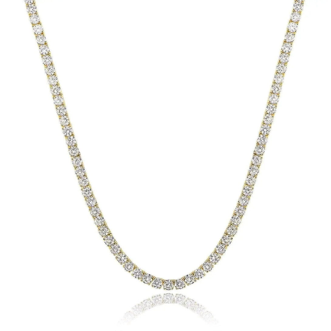 Lovcia White Gold Plated 4-claw Zircon Tennis Necklace Fashion Jewellery for Women-Necklaces-Gold 4 Claw Width 2mm-Necklace 16IN Length 40cm-Gold 4 Claw Width 2mm