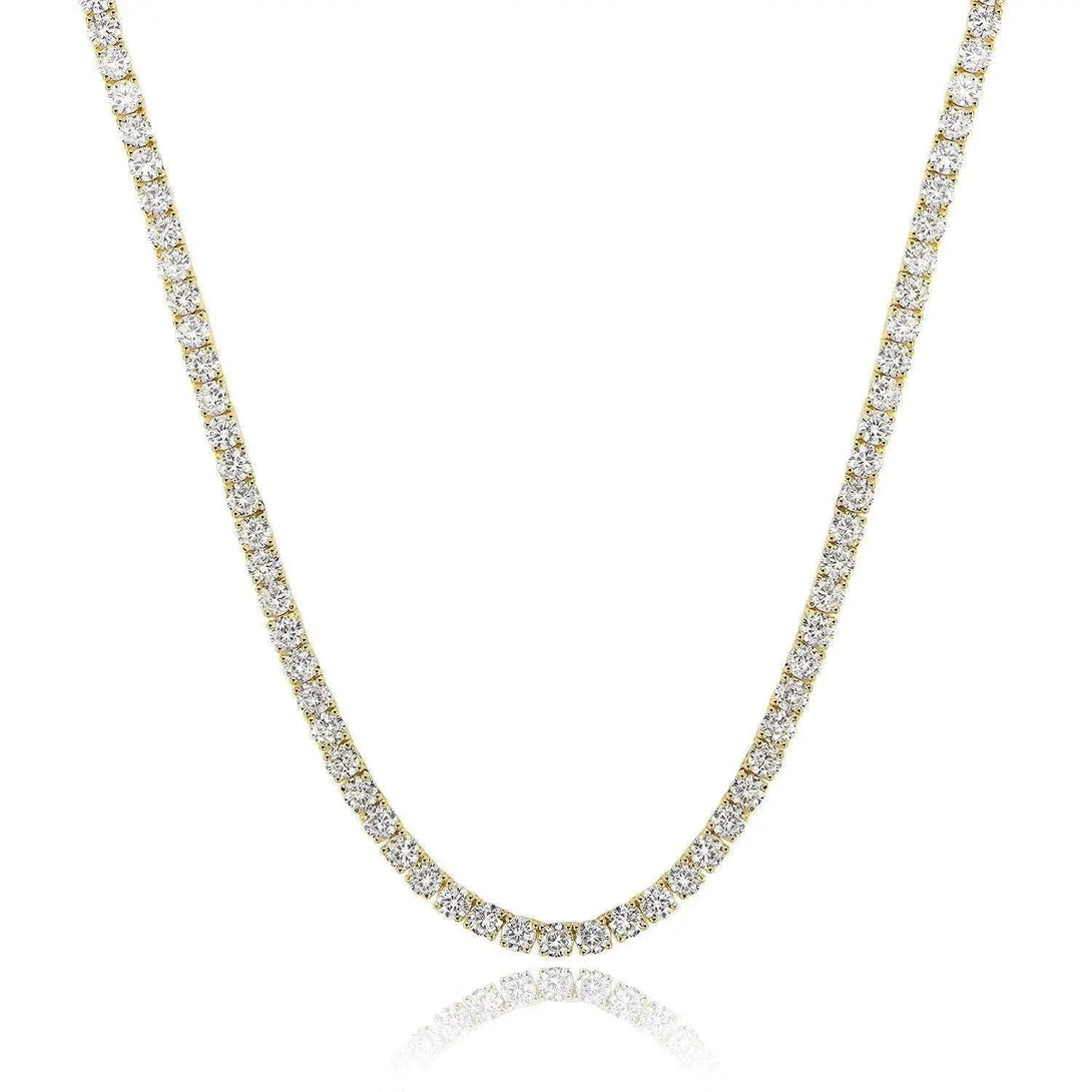 Lovcia White Gold Plated 4-claw Zircon Tennis Necklace Fashion Jewellery for Women-Necklaces-Gold 4 Claw Width 4mm-Necklace 16IN Length 40cm-Gold 4 Claw Width 4mm