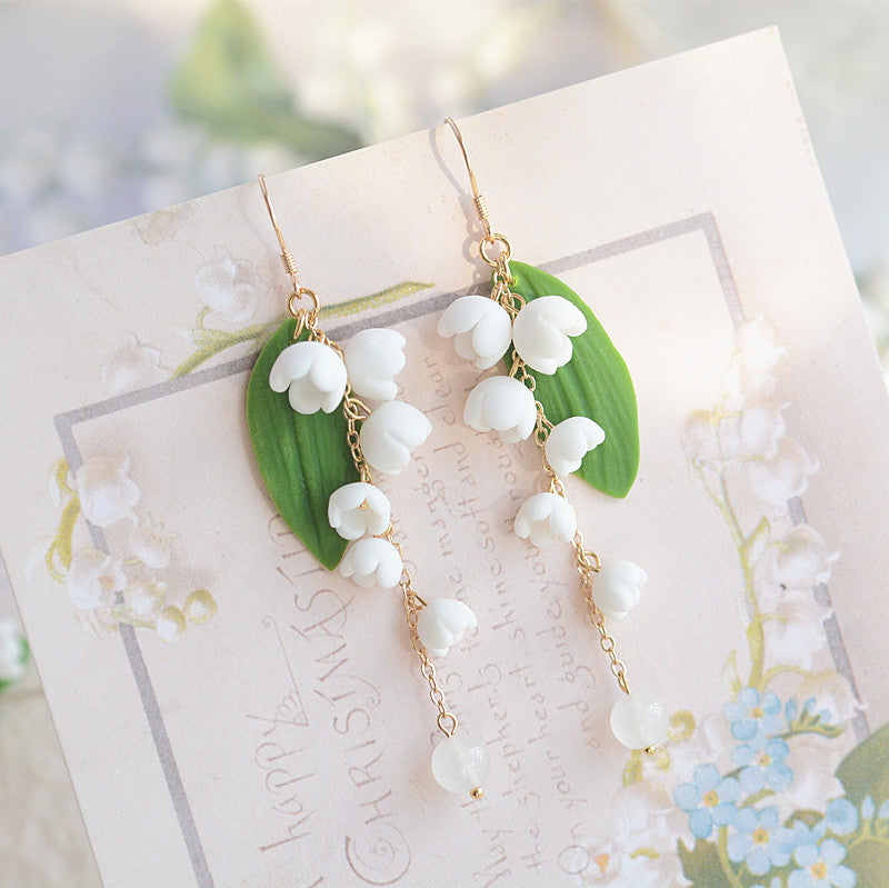 Lovcia White Petal Cascading Floral Drop Chandelier Sterling Silver Earrings for Women-Earrings-1 Style-1 Style