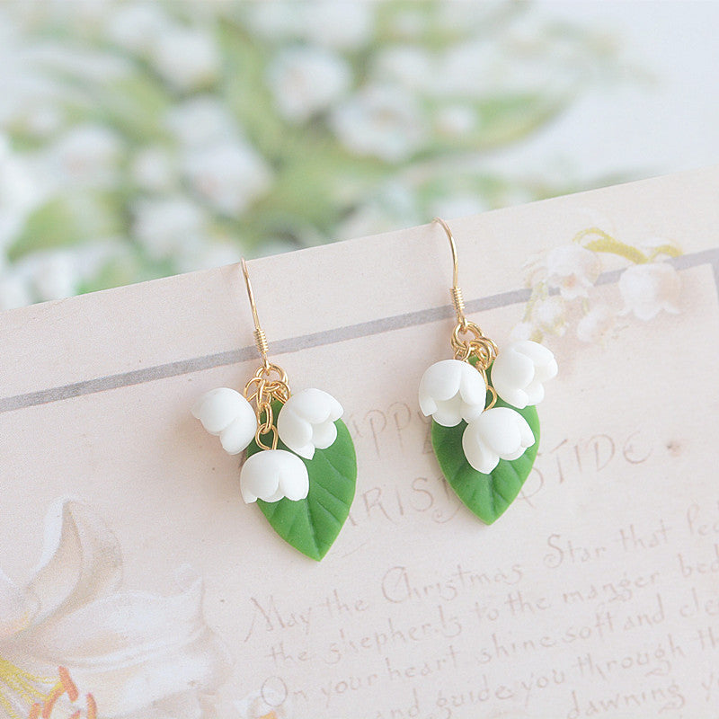 Lovcia White Petal Cascading Floral Drop Chandelier Sterling Silver Earrings for Women-Earrings-3Style-3Style