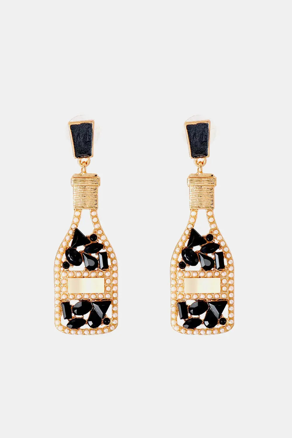 Lovcia Wine Shape Zinc Alloy Acrylic Dangle Earrings-Earrings-Black-One Size-Black