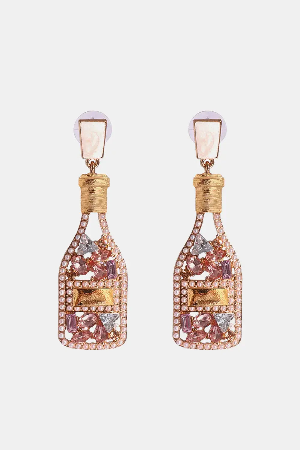 Lovcia Wine Shape Zinc Alloy Acrylic Dangle Earrings-Earrings-Blush Pink-One Size-Blush Pink