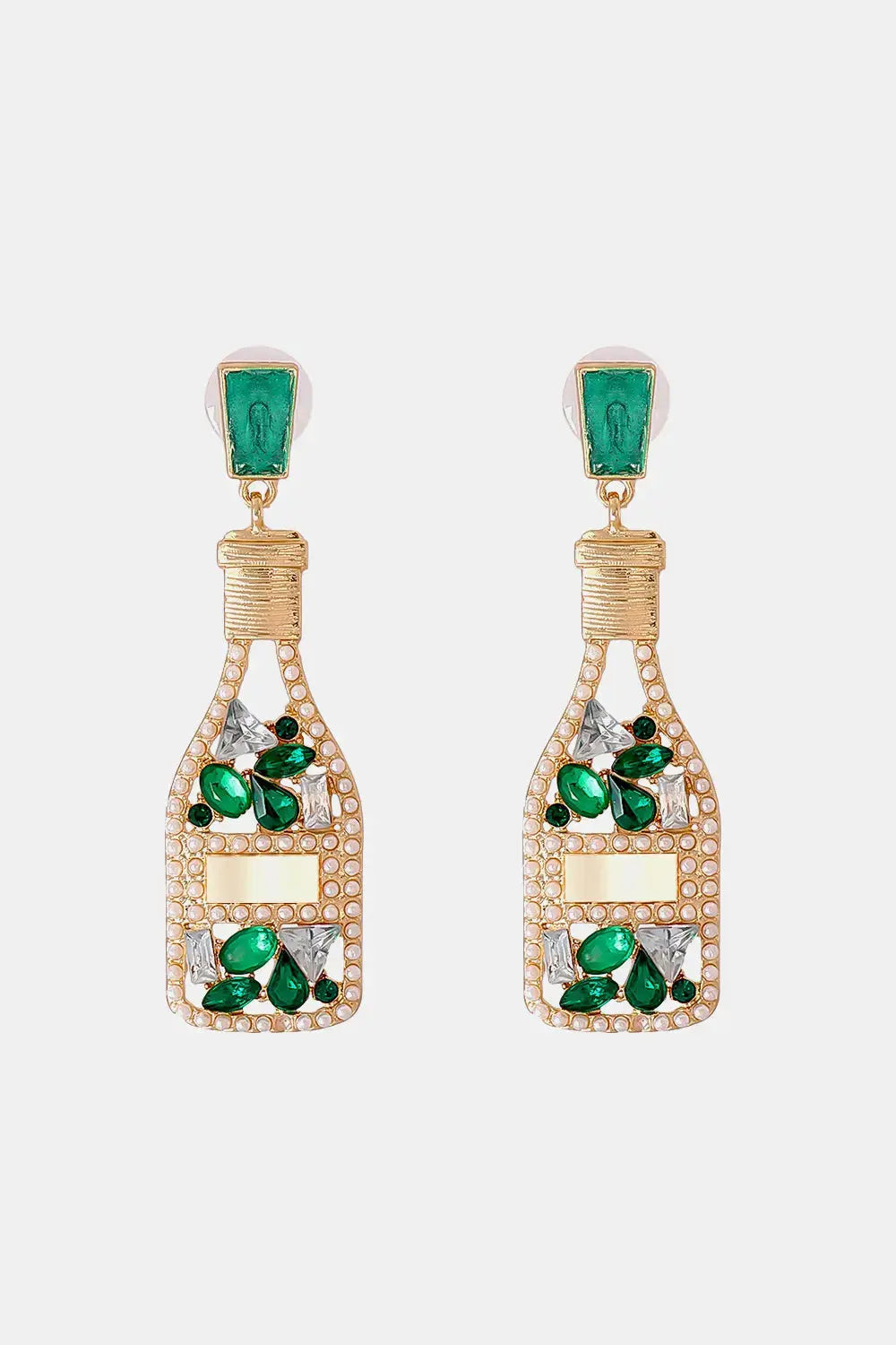 Lovcia Wine Shape Zinc Alloy Acrylic Dangle Earrings-Earrings-Green-One Size-Green