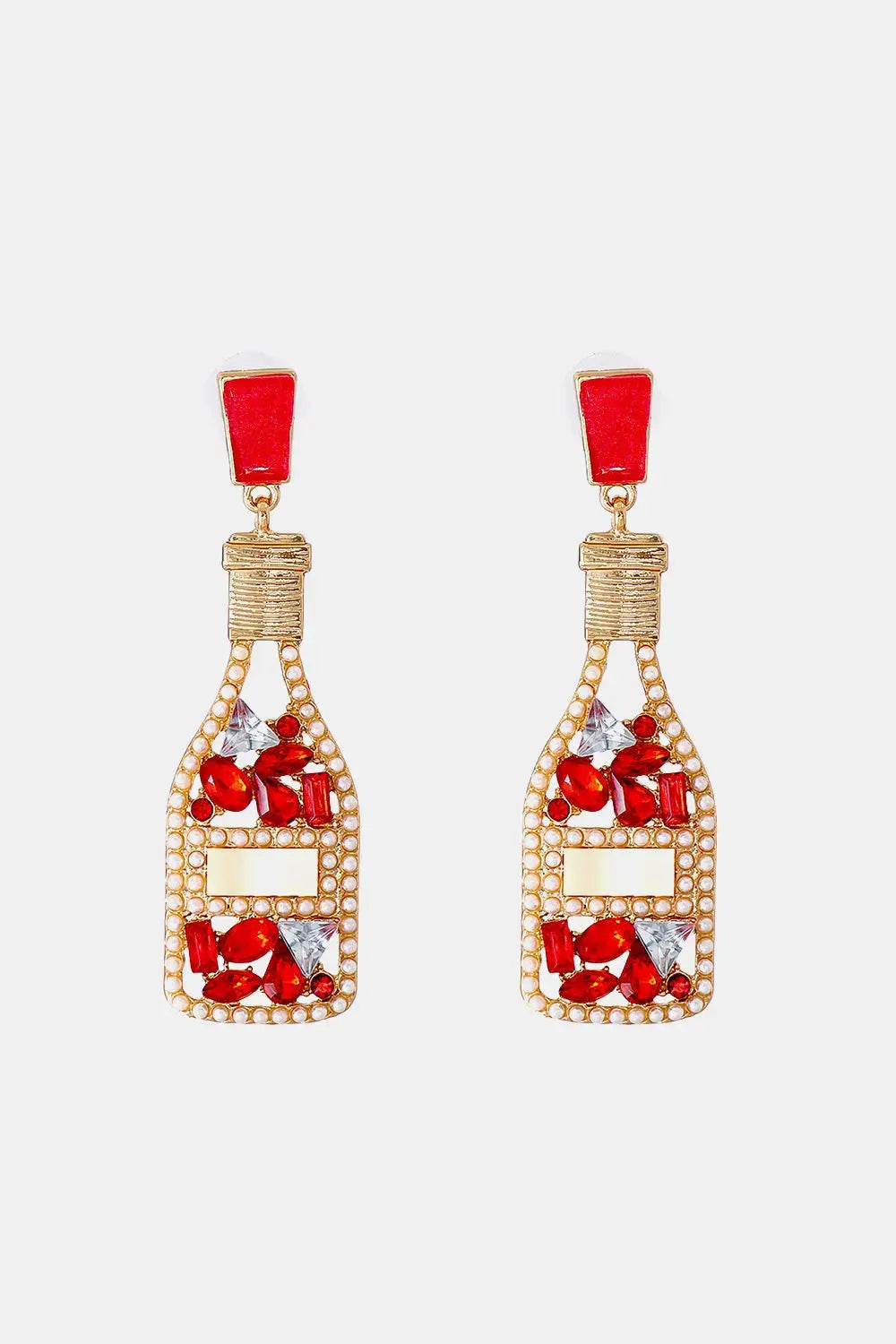 Lovcia Wine Shape Zinc Alloy Acrylic Dangle Earrings-Earrings-Red-One Size-Red