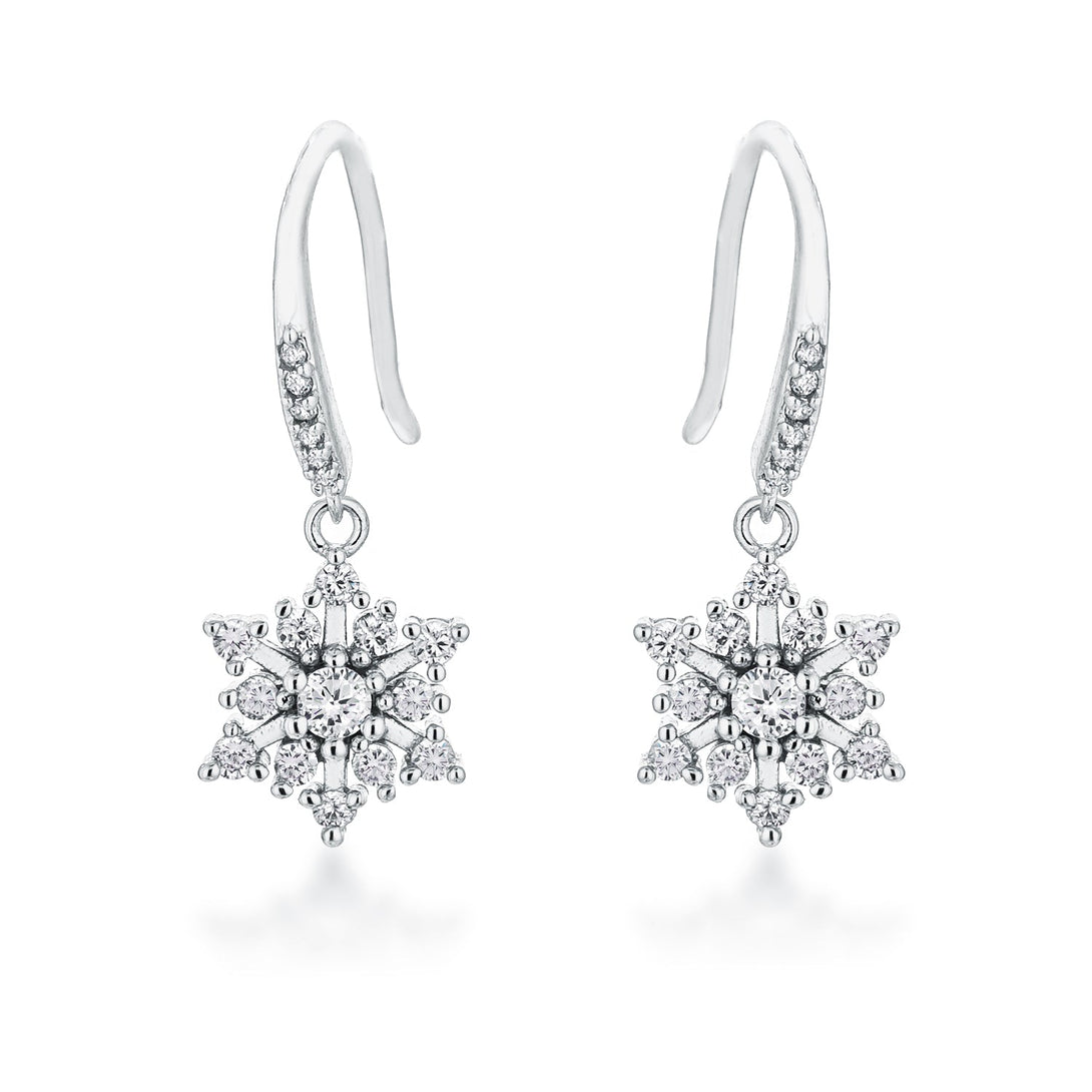 Lovcia Winter Wonderland Rhodium Plated CZ Snowflake Earrings-Earrings-