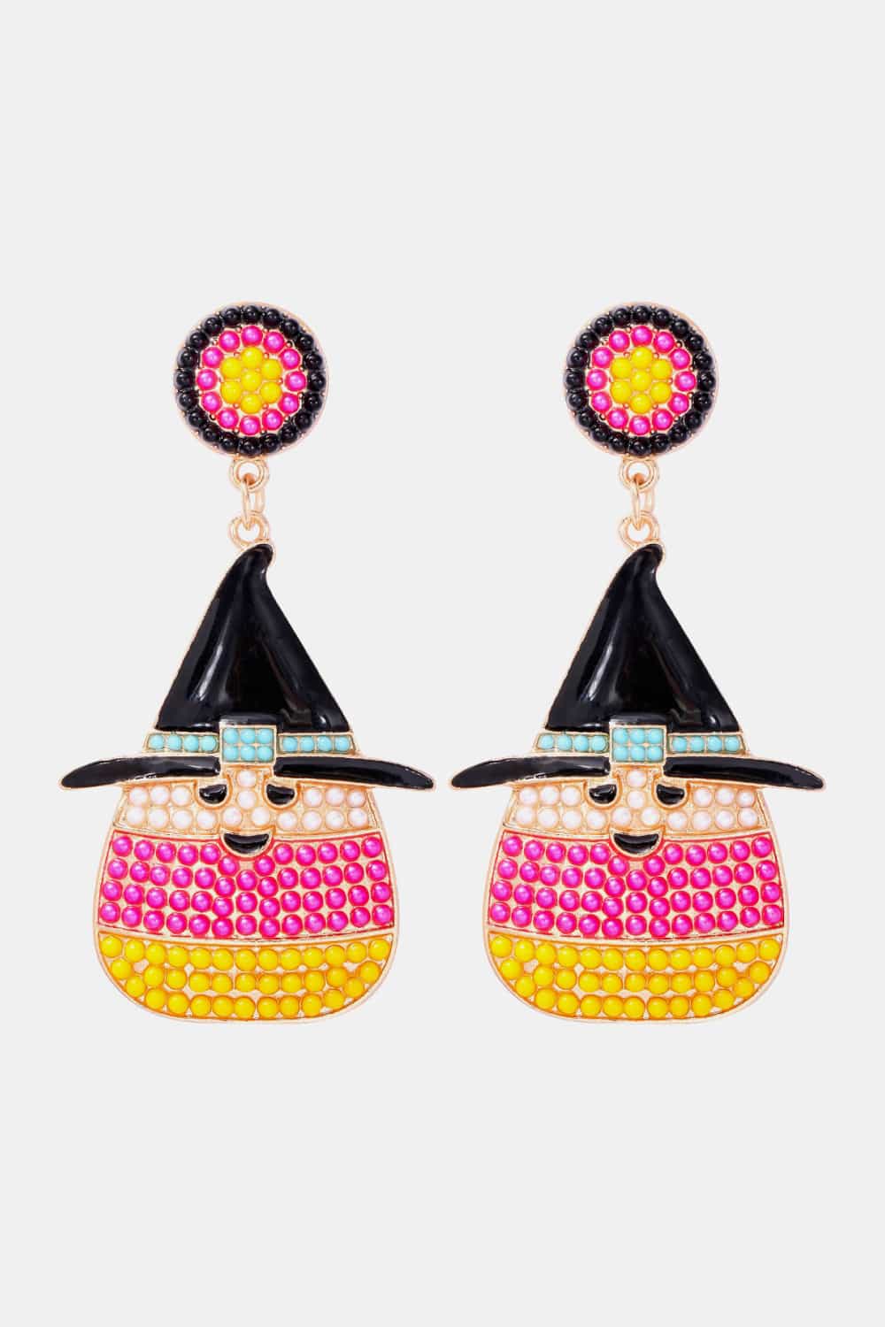 Lovcia Witch's Hat Shape Synthetic Pearl Dangle Earrings-Earrings-Hot Pink-One Size-Hot Pink