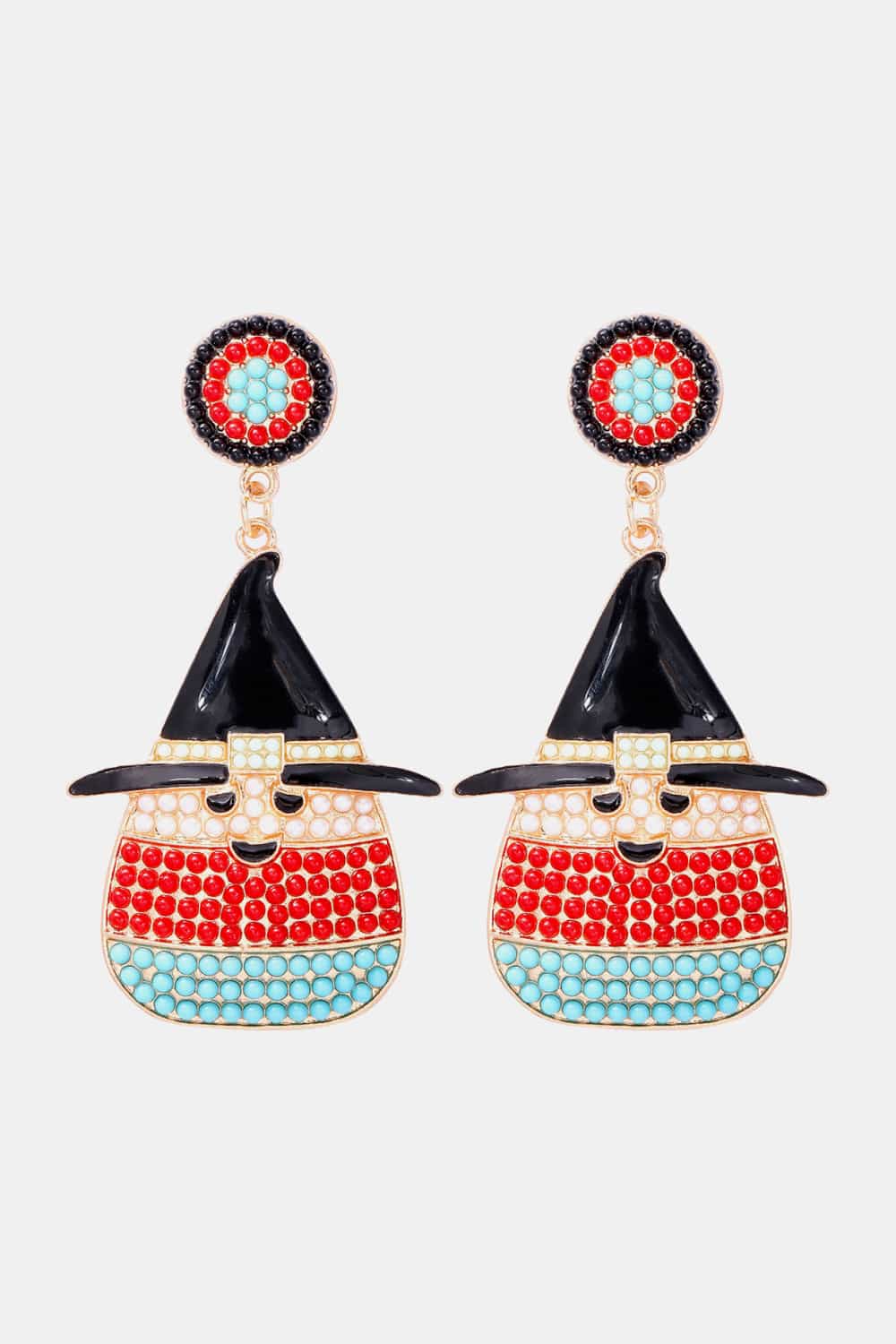 Lovcia Witch's Hat Shape Synthetic Pearl Dangle Earrings-Earrings-Red-One Size-Red