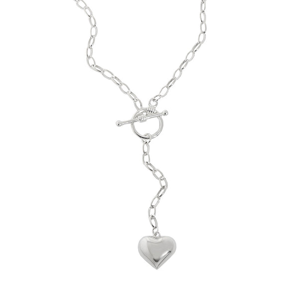 Lovcia Women 925 Sterling Silver Heart Tassel Necklace-Necklaces-No Plating-