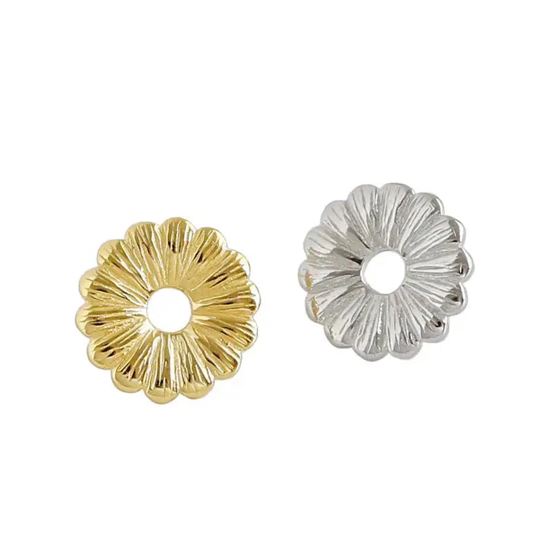 Lovcia Women Chrysanthemum Flowers 925 Sterling Silver Stud Earrings-Earrings-Yellow Gold-Yellow Gold