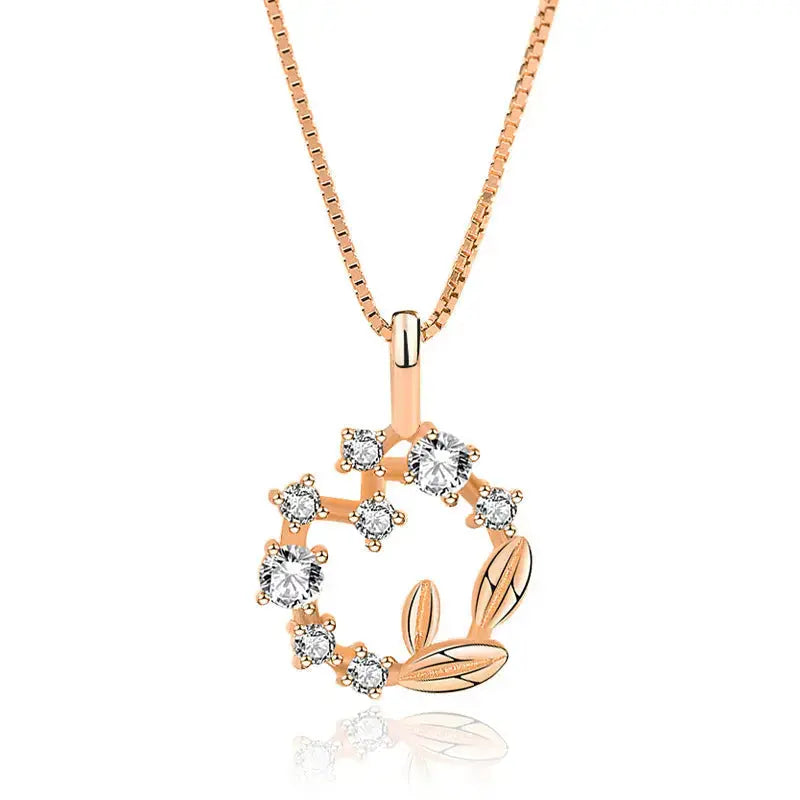 Lovcia Women CZ Garland 925 Sterling Silver Necklace-Necklaces-Rose Gold-Rose Gold