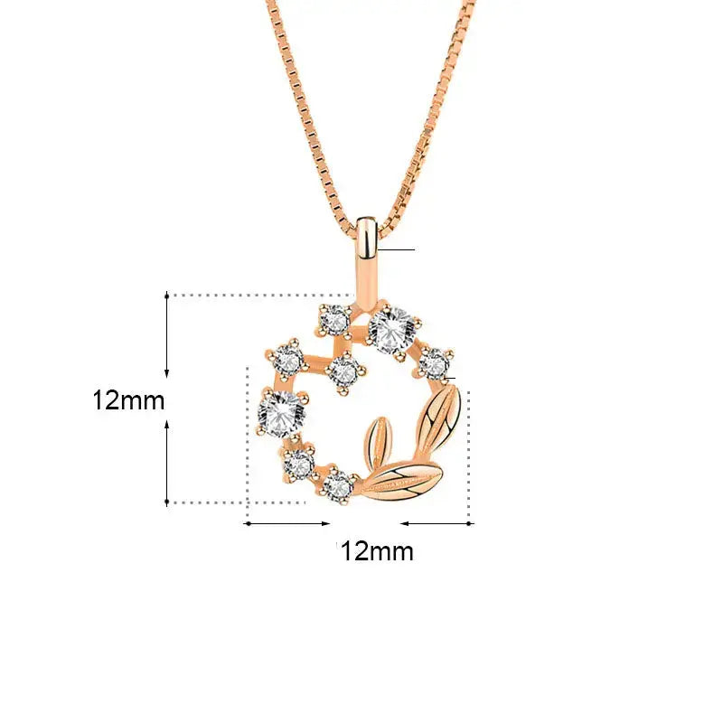 Lovcia Women CZ Garland 925 Sterling Silver Necklace-Necklaces-Rose Gold-Rose Gold