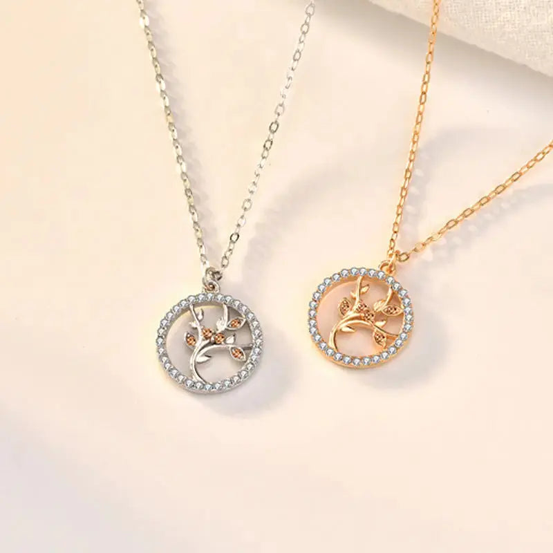 Lovcia Women CZ Life Tree 925 Sterling Silver Necklace-Necklaces-Rhodium-Rhodium
