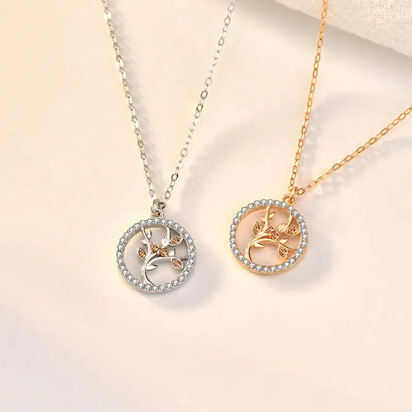 Lovcia Women CZ Life Tree 925 Sterling Silver Necklace-Necklaces-Rhodium-Rhodium