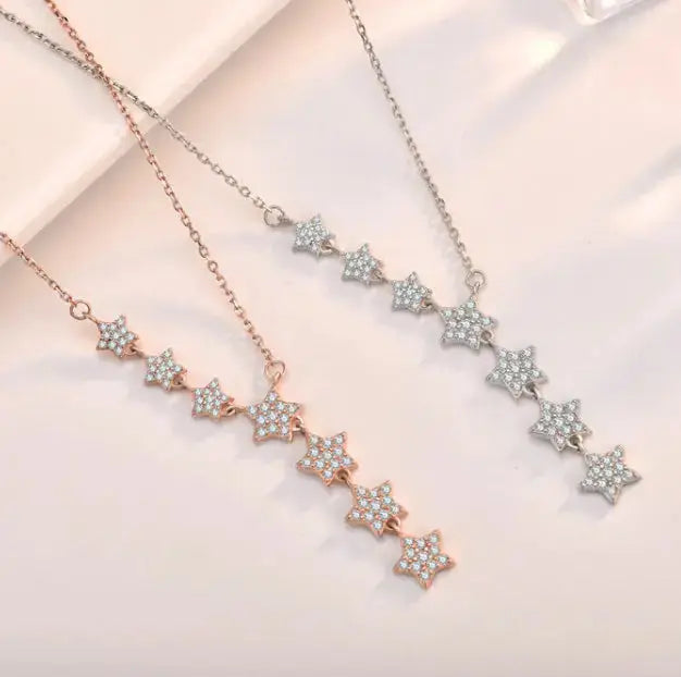 LOVCIA Women CZ Stars 925 Sterling Silver Necklace